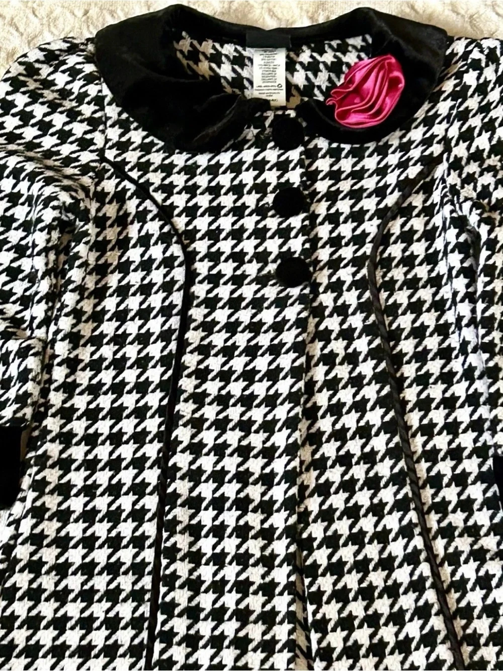 Girls Holiday Edition Houndstooth Pea Coat – Size 6/6X